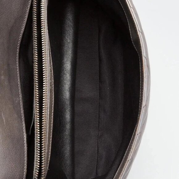 Yves Saint Laurent Grey Chevron Quilted Leather Monogram Large College Bag - Picture 11 of 12